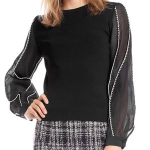 Reserved - Gracia Black Stitch Sleeve Detail Top